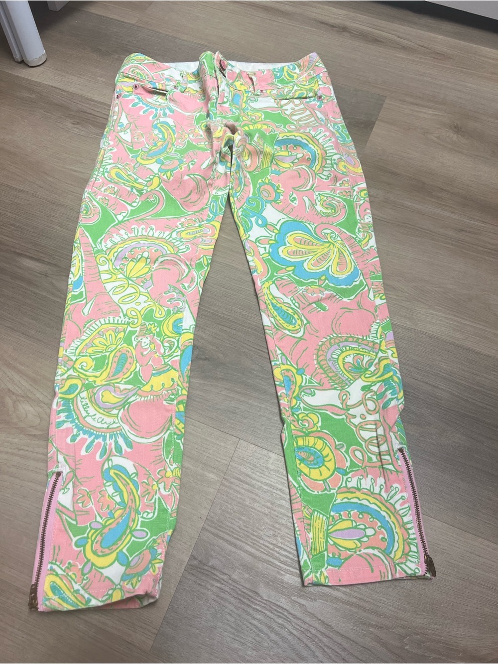 Lilly Pulitzer Pink Green Multicolor Paisley Ankle Jeans
